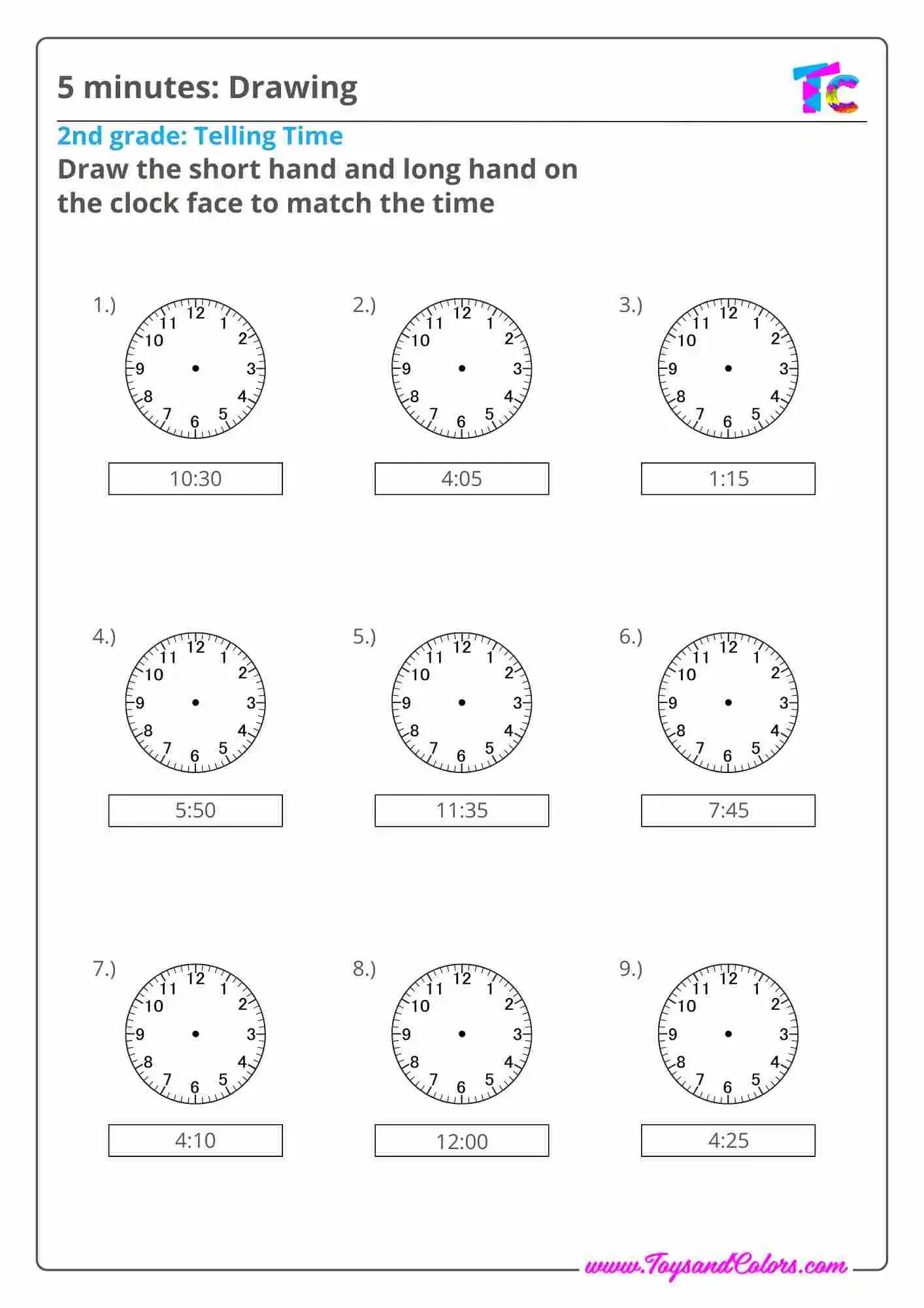 5 minutes Drawing clock hands