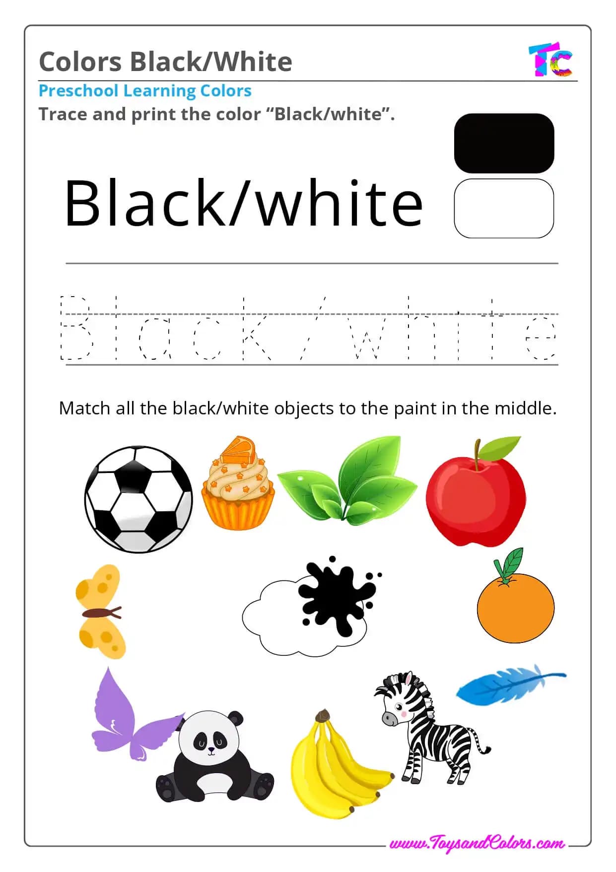 Learning Colors Black white
