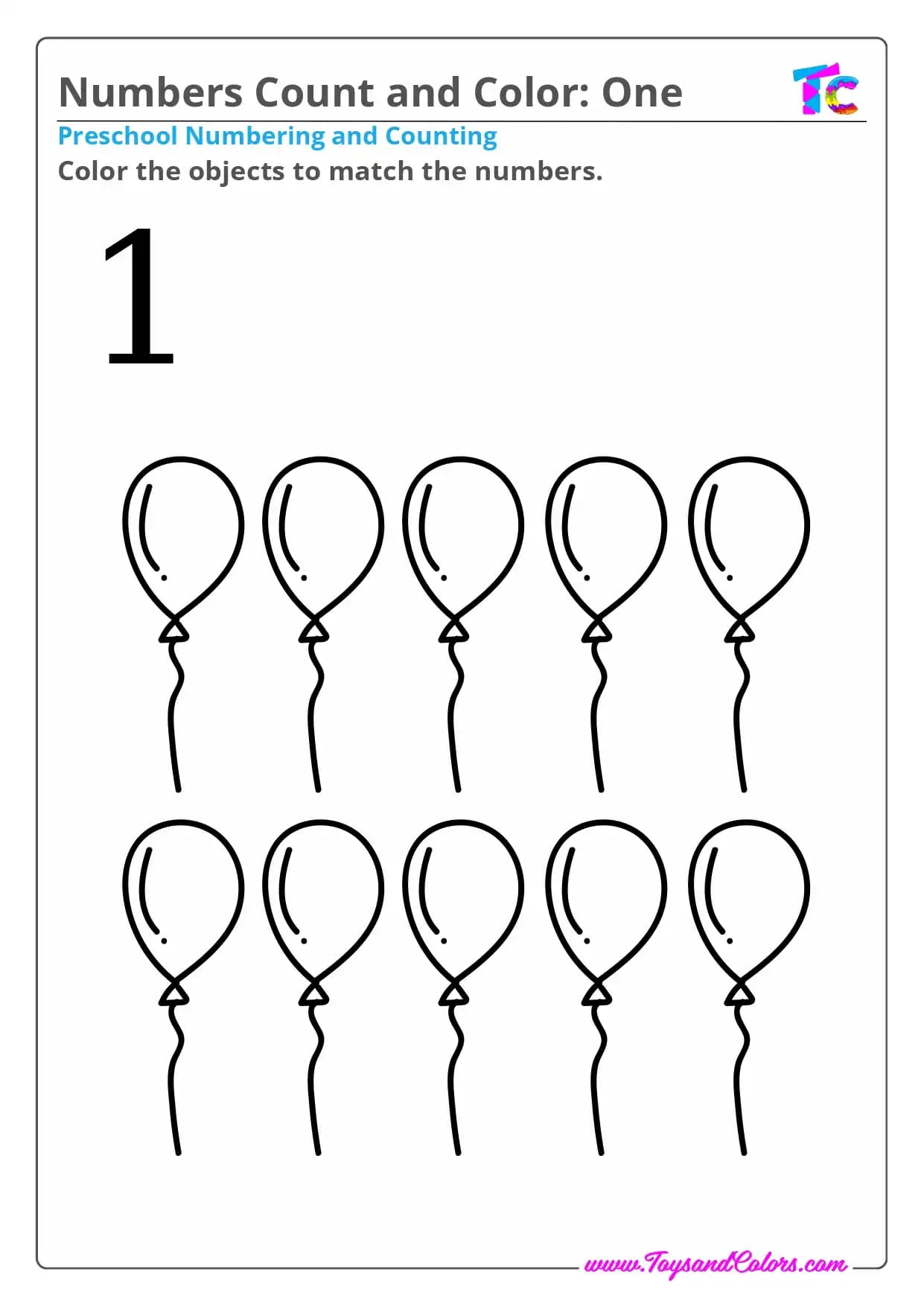 Numbers Count and Color: 1
