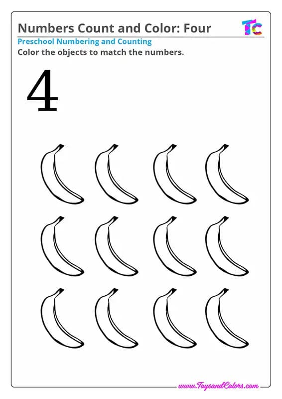 Numbers Count and Color 4