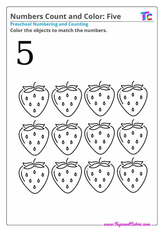 Numbers Count and Color 5