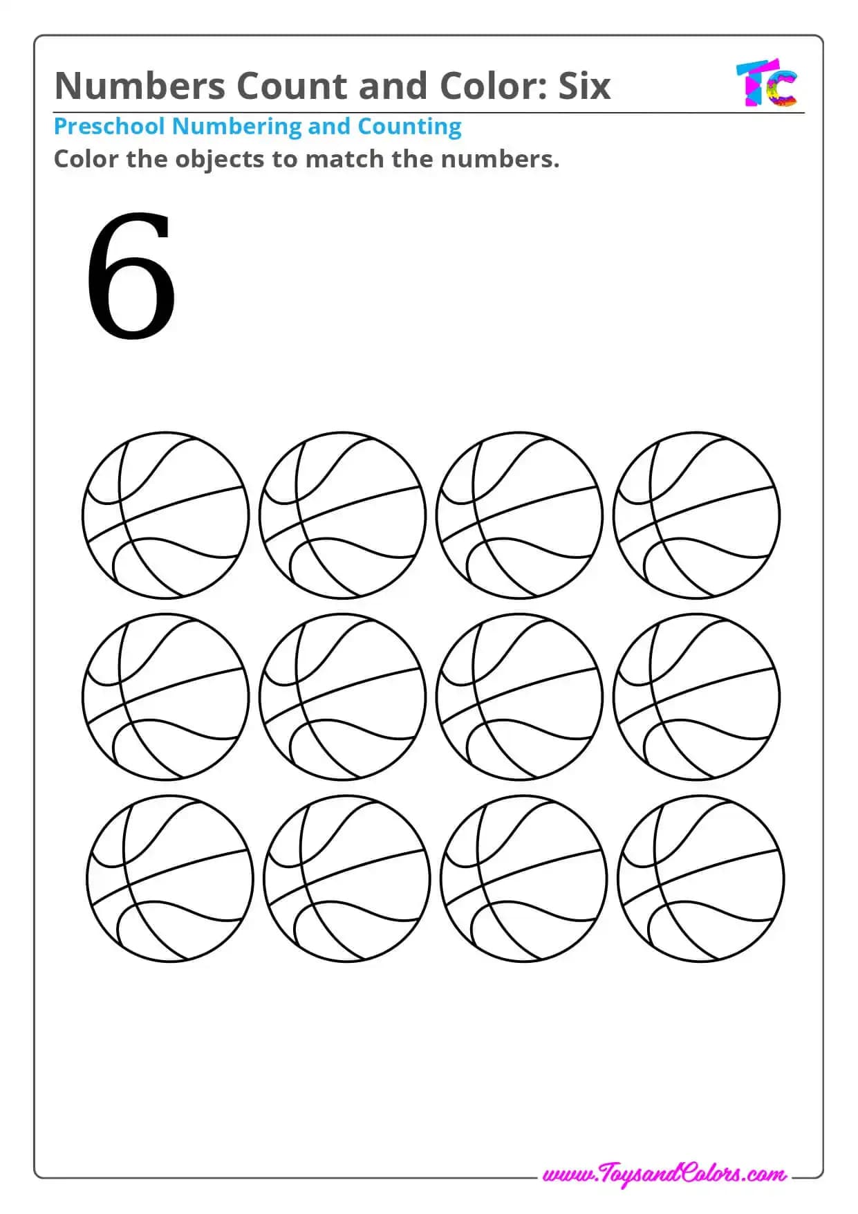 Numbers Count and Color 6
