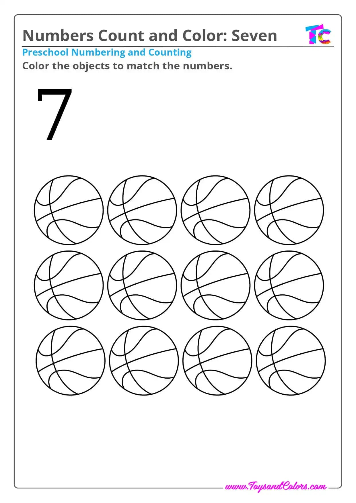 Numbers Count and Color 7