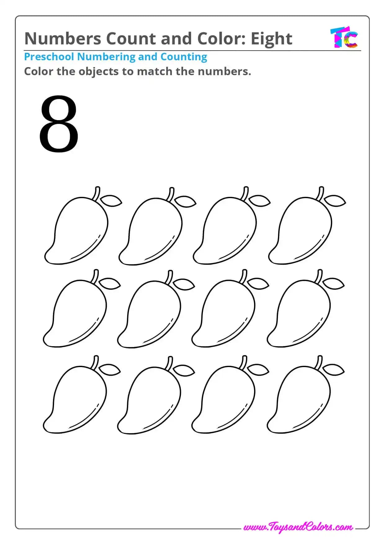Numbers Count and Color 8