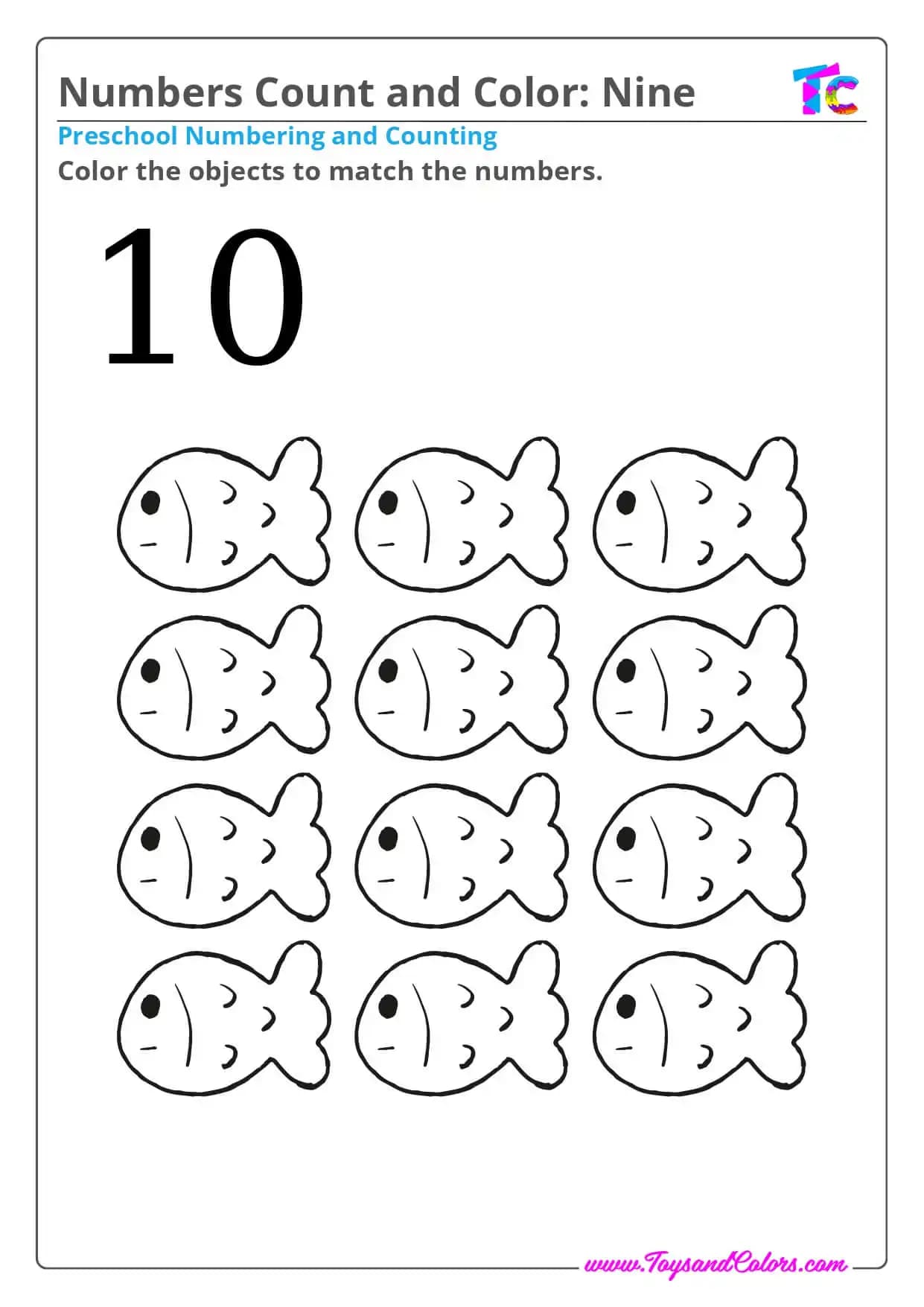 Numbers Count and Color  10
