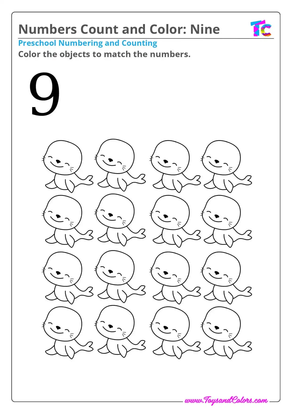 Numbers Count and Color  9