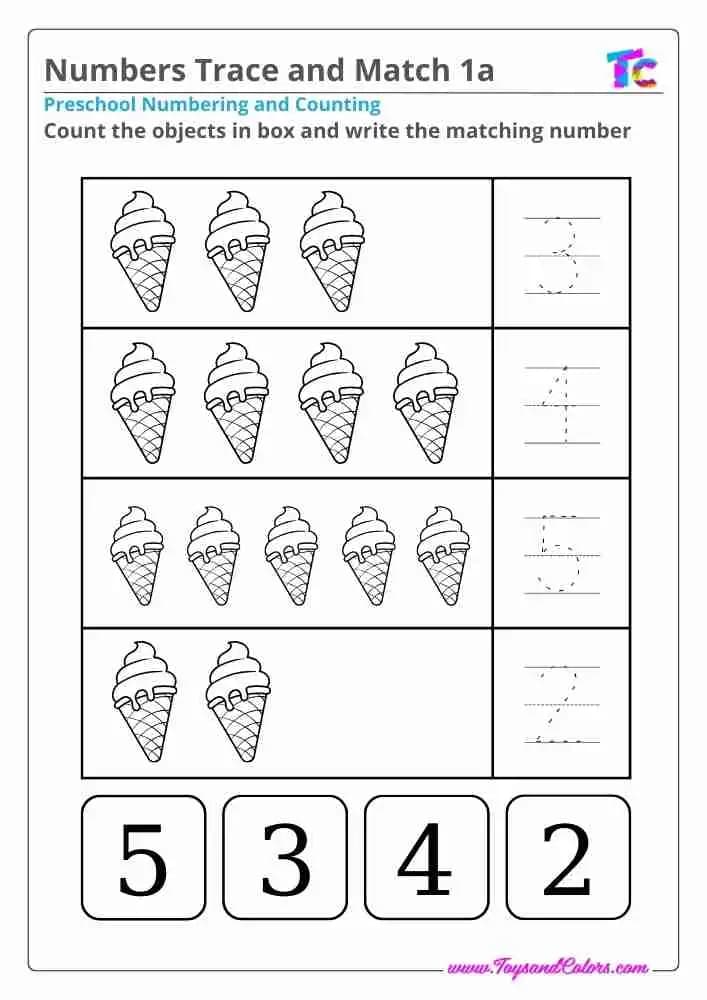 Numbers Trace and Match 1a