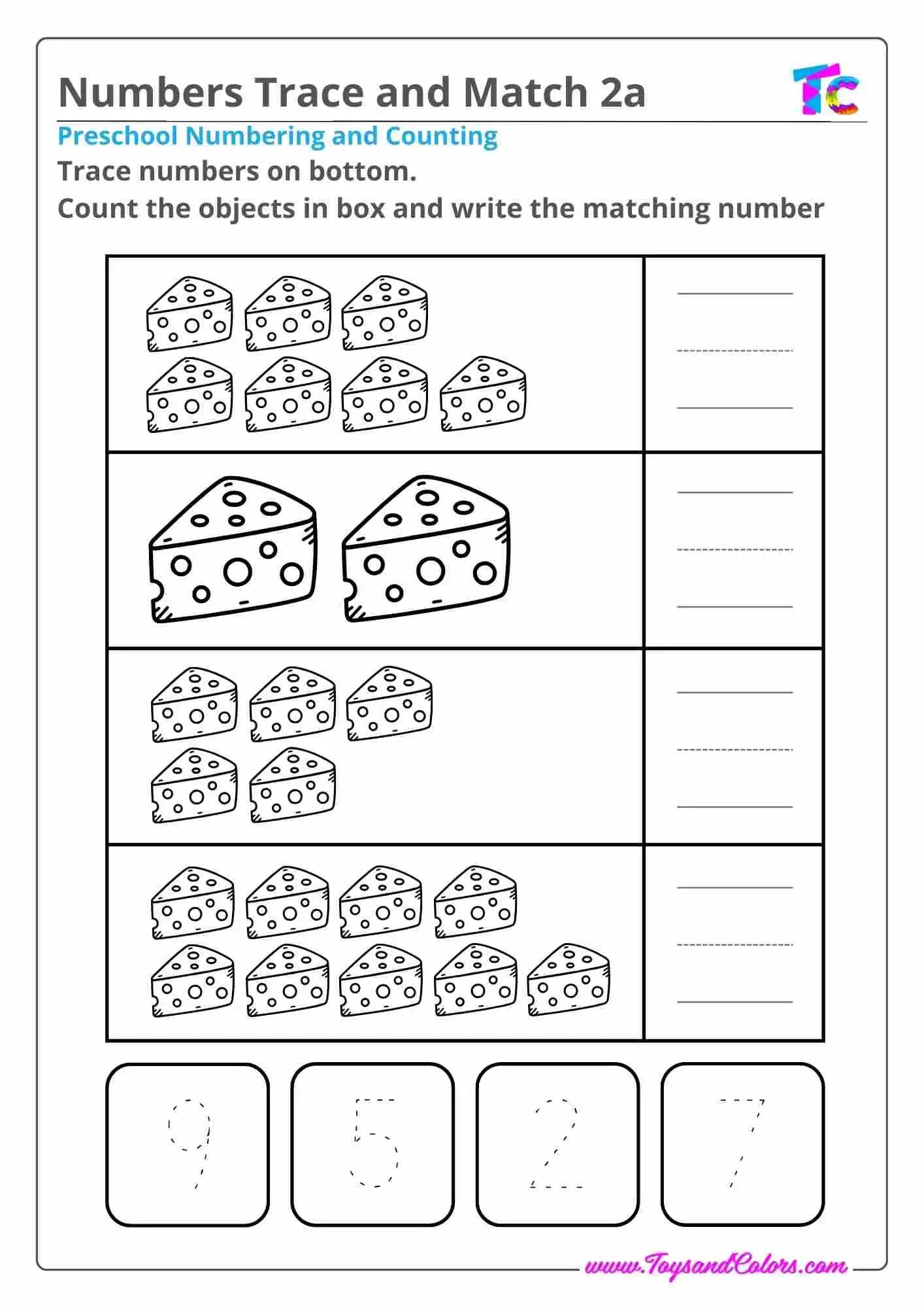 Numbers Trace and Match 2a