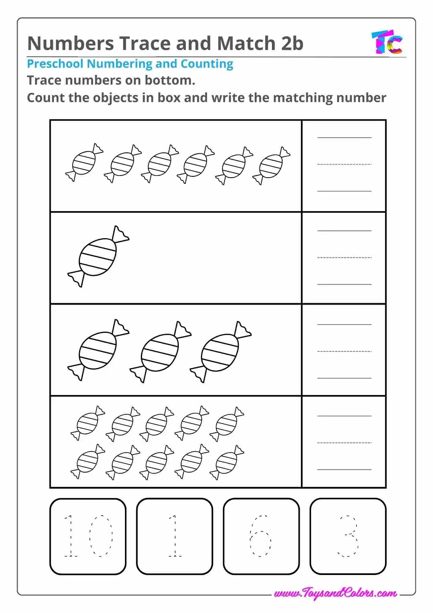 Numbers Trace and Match 2b