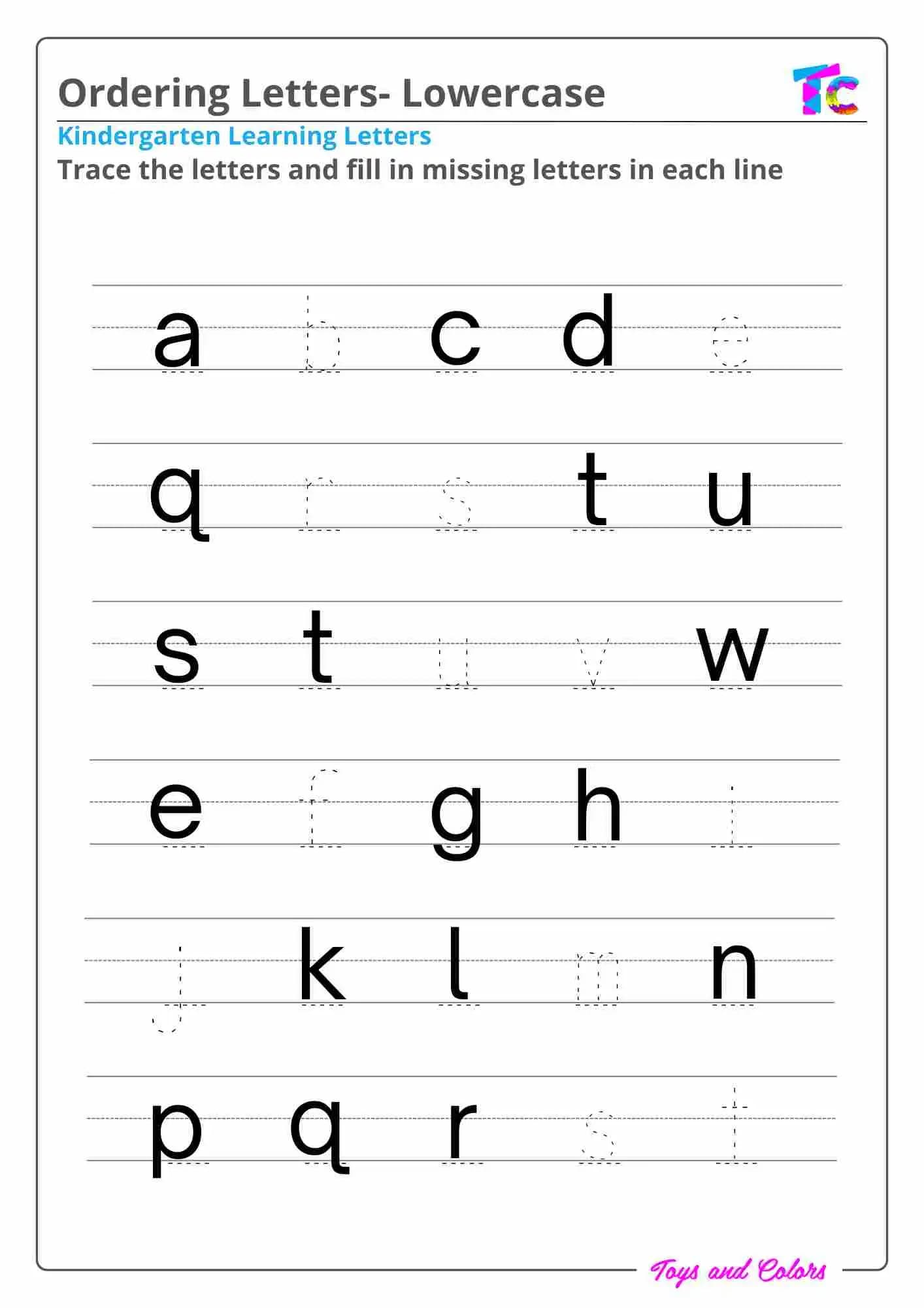 Ordering Letters- Lowercase