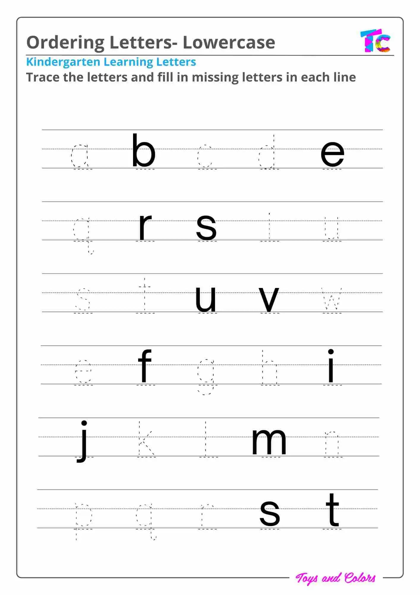 Ordering Letters- Lowercase