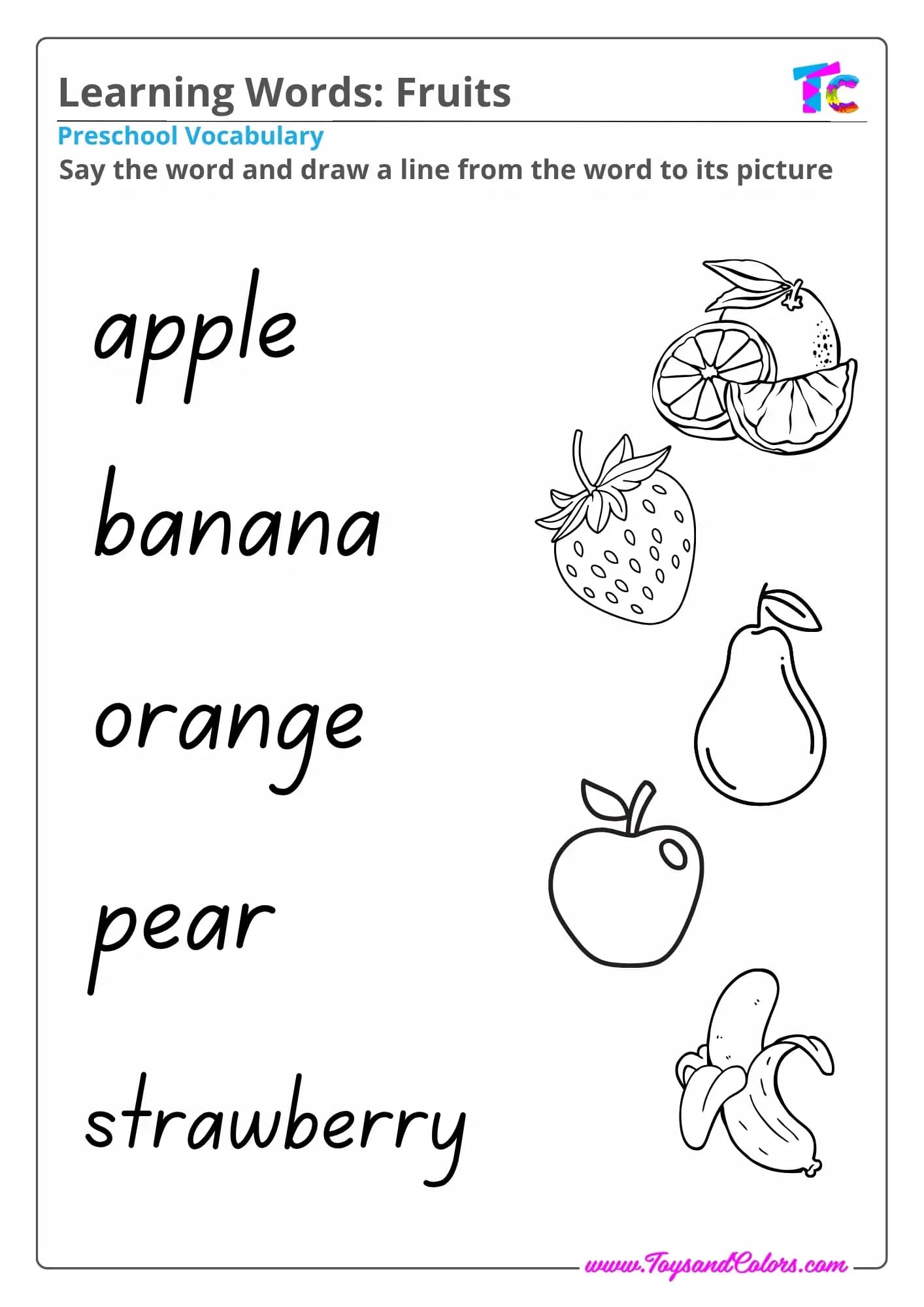 Learning Words Fruits