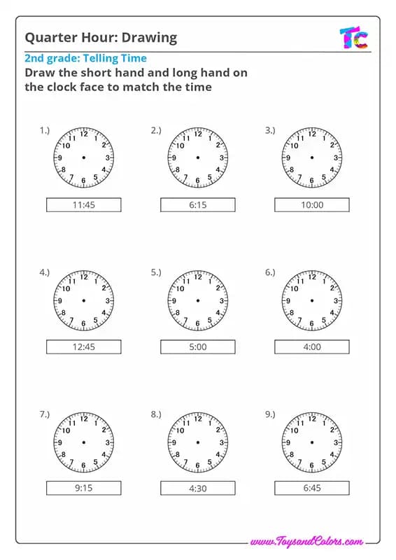 Telling the Time Quarter Hour: Drawing