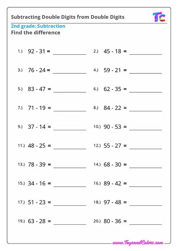 Subtracting Double Digits from Double Digits