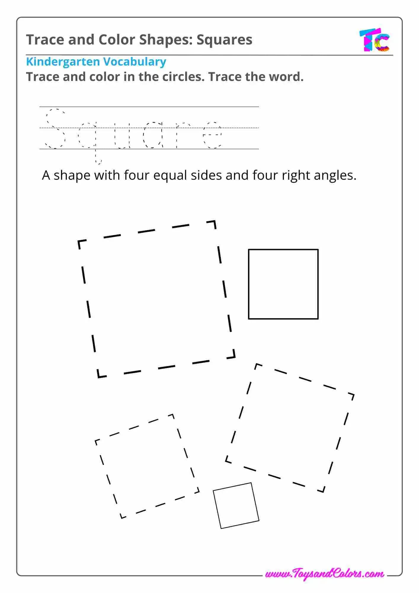 Trace and Color Squares Shapes 