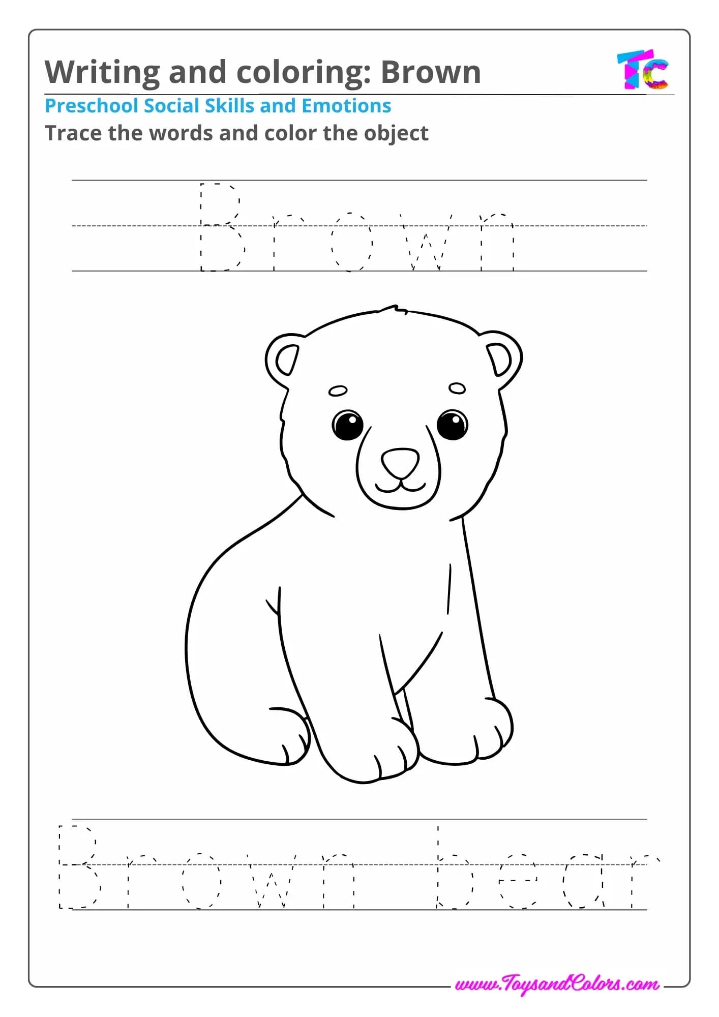 Writing and coloring Brown